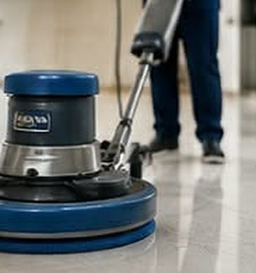 Floor buffing machine on a tiled floor